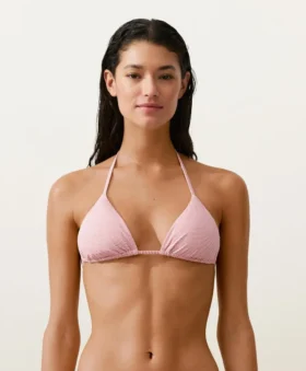 Haut de bikini triangle à rayures