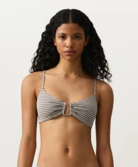 Haut de bikini triangle à rayures