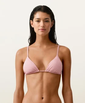 Haut de bikini triangle à rayures
