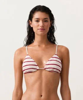 Haut de bikini triangle à rayures en crochet Haut de bikini triangle à rayures en crochet
