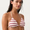 Haut de bikini triangle à rayures en crochet Haut de bikini triangle à rayures en crochet