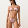 Culottes de bikini à couverture moyenne en crochet rayé avec liens