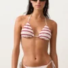 Haut de bikini triangle à rayures en crochet Haut de bikini triangle à rayures en crochet