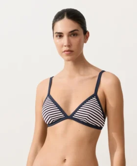 Haut de bikini triangle à rayures texturées