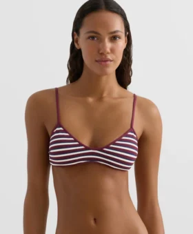 Haut de bikini triangle à rayures texturées Haut de bikini triangle à rayures texturées