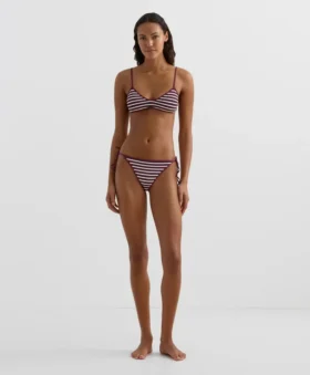 Haut de bikini triangle à rayures texturées Haut de bikini triangle à rayures texturées