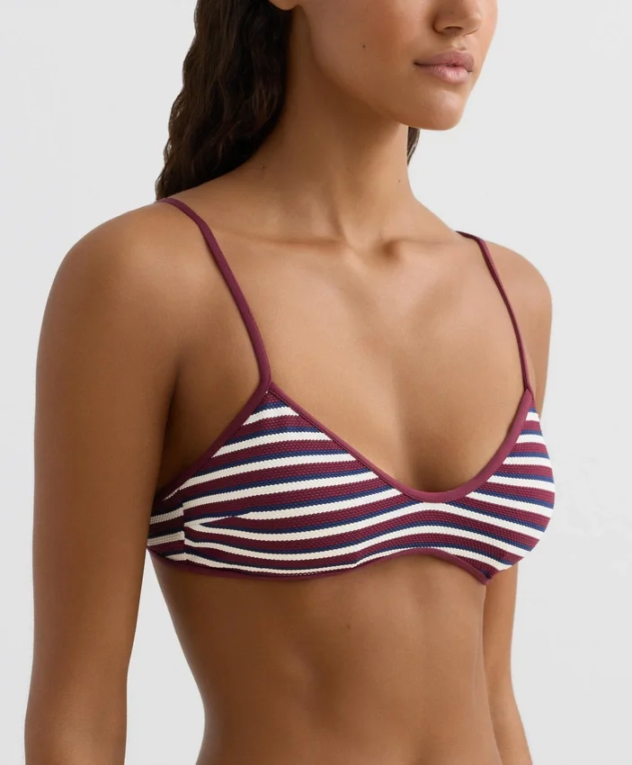 Haut de bikini triangle à rayures texturées Haut de bikini triangle à rayures texturées