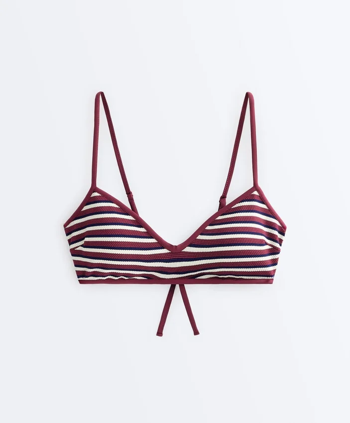 Haut de bikini triangle à rayures texturées Haut de bikini triangle à rayures texturées