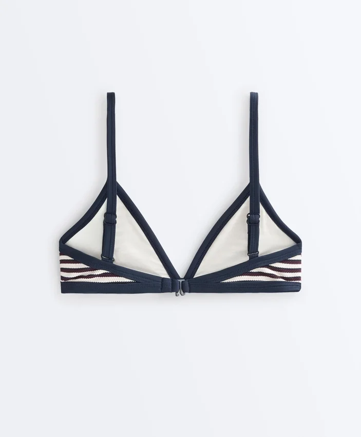 Haut de bikini triangle à rayures texturées Haut de bikini triangle à rayures texturées