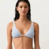 Haut de bikini triangle à rayures texturées et dos nu