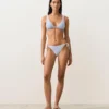 Haut de bikini triangle à rayures texturées et dos nu