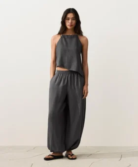 Haut sans manches asymétrique 100 % lin