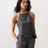 Haut sans manches asymétrique 100 % lin