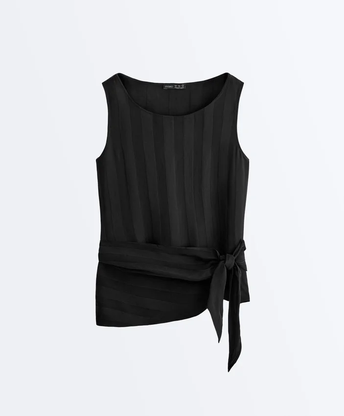 Hauts sans manches 100 % cupro avec foulard Hauts sans manches 100 % cupro avec foulard