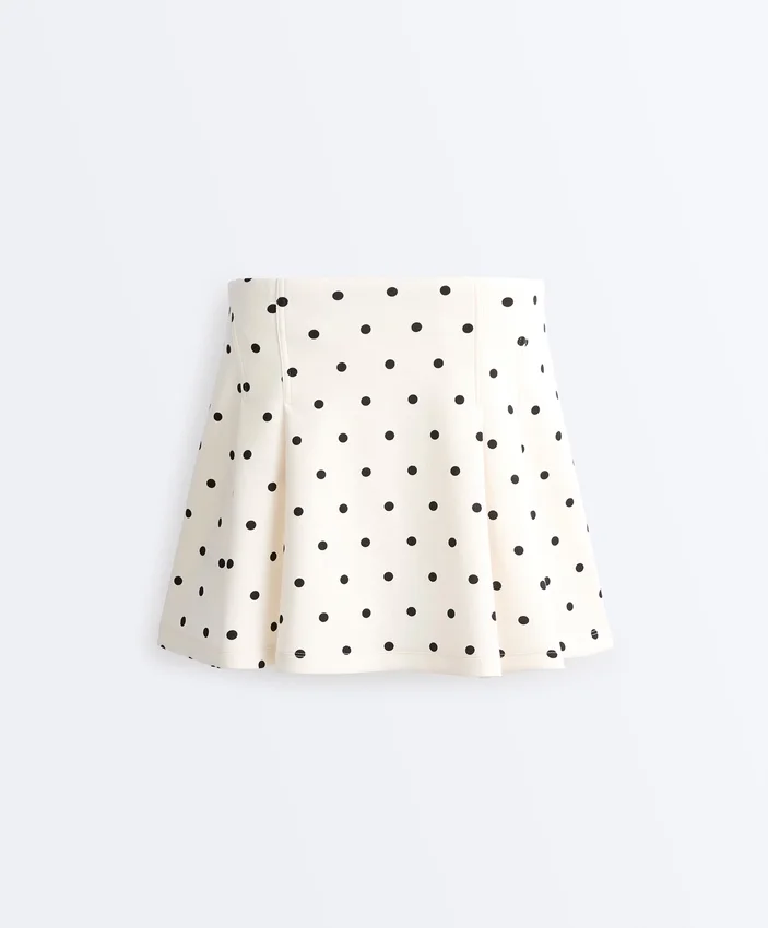 Jupe courte en piqué à pois en coton Jupe courte en piqué à pois en coton