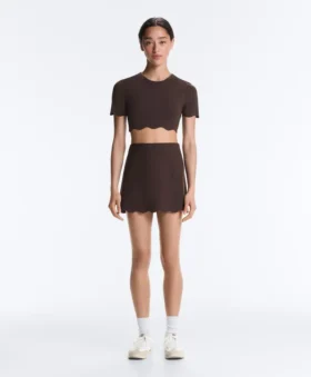 Jupe courte ondulée Compressive à taille haute