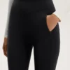 Leggings chauds taille haute, longueur cheville, avec poches, 70 cm