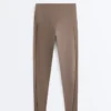 Leggings Comfortlux taille haute à ourlet ajouré, longueur cheville Leggings Comfortlux taille haute à ourlet ajouré, longueur cheville