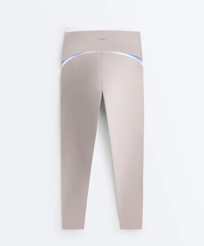 Leggings compressifs taille haute à contraste, longueur cheville Leggings compressifs taille haute à contraste, longueur cheville