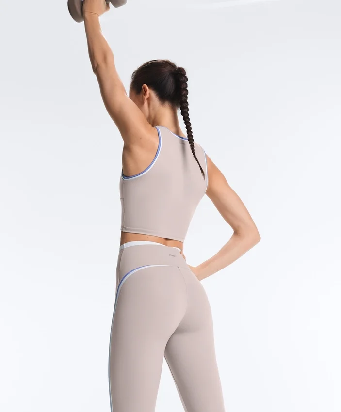 Leggings compressifs taille haute à contraste, longueur cheville Leggings compressifs taille haute à contraste, longueur cheville