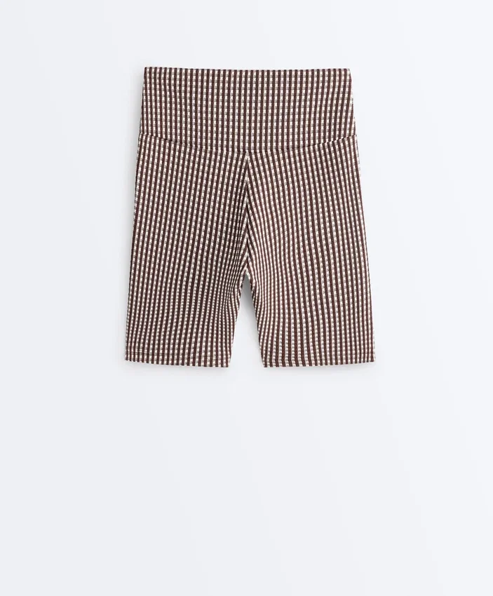 Leggings cycliste à taille haute Comfortlux 20 cm à carreaux vichy Leggings cycliste à taille haute Comfortlux 20 cm à carreaux vichy