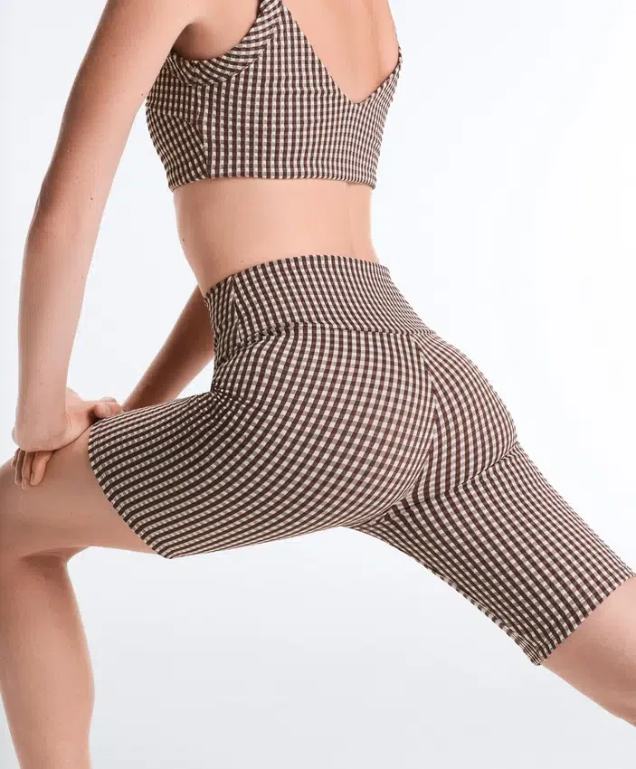 Leggings cycliste à taille haute Comfortlux 20 cm à carreaux vichy Leggings cycliste à taille haute Comfortlux 20 cm à carreaux vichy