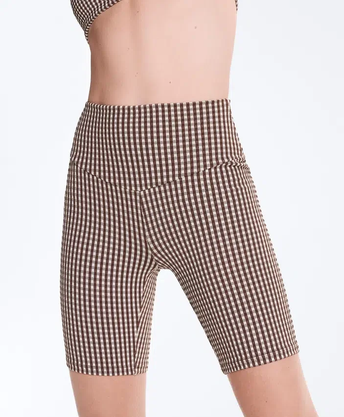 Leggings cycliste à taille haute Comfortlux 20 cm à carreaux vichy Leggings cycliste à taille haute Comfortlux 20 cm à carreaux vichy