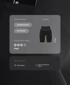 Leggings de cyclisme à taille haute et poches compressives, 20 cm