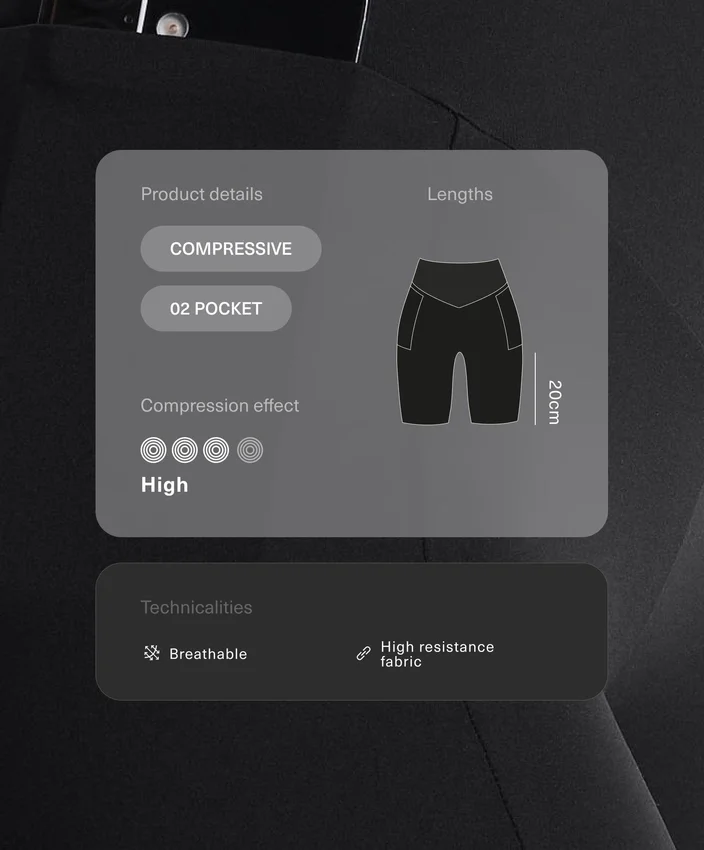 Leggings de cyclisme à taille haute et poches compressives, 20 cm Leggings de cyclisme à taille haute et poches compressives, 20 cm