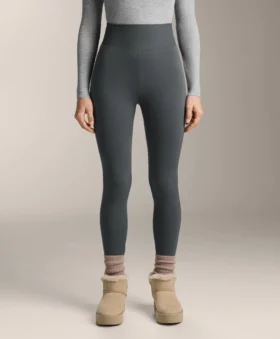 Leggings sans coutures extra-chauds à taille très haute et bord-côte, longueur cheville 70 cm