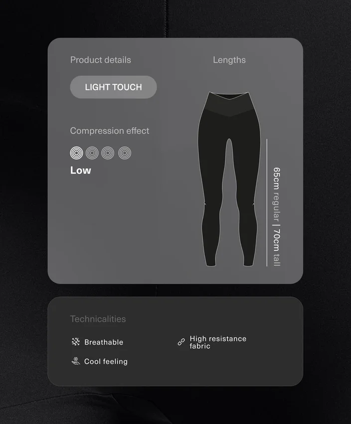 Leggings taille haute, longueur cheville, Light Touch, coupe en V, 65 cm Leggings taille haute, longueur cheville, Light Touch, coupe en V, 65 cm