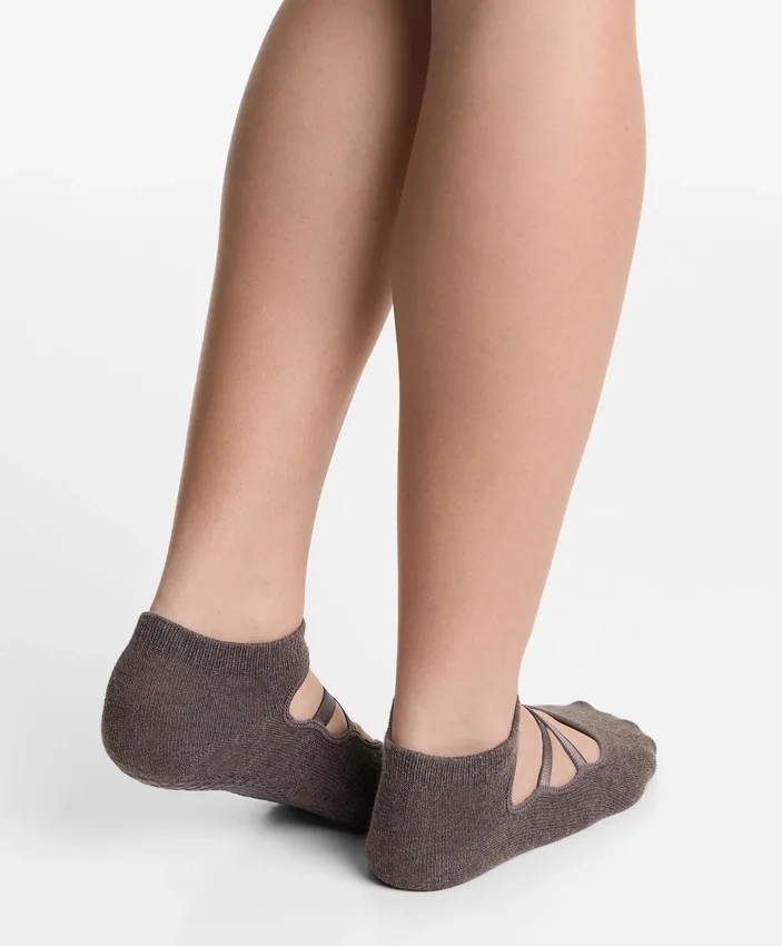 Lot de 2 paires de chaussettes de yoga et de Pilates en coton mélangé avec bandes croisées Lot de 2 paires de chaussettes de yoga et de Pilates en coton mélangé avec bandes croisées