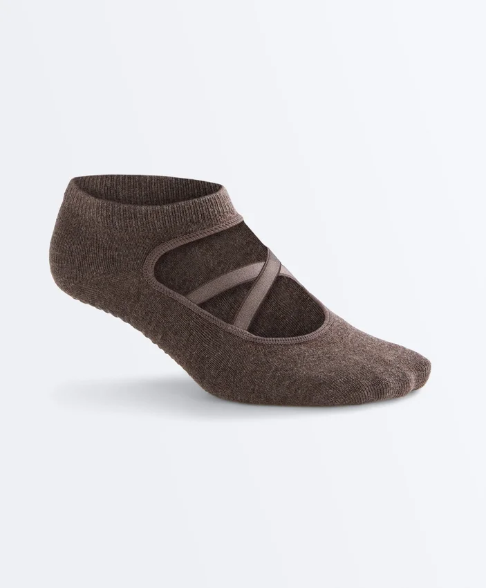 Lot de 2 paires de chaussettes de yoga et de Pilates en coton mélangé avec bandes croisées Lot de 2 paires de chaussettes de yoga et de Pilates en coton mélangé avec bandes croisées
