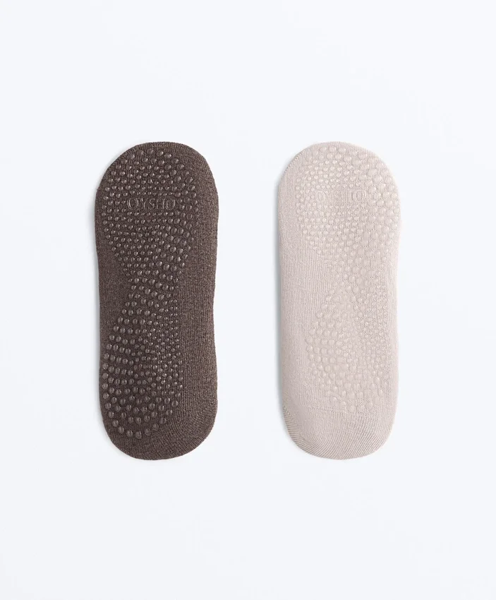 Lot de 2 paires de chaussettes de yoga et de Pilates en coton mélangé avec bandes croisées Lot de 2 paires de chaussettes de yoga et de Pilates en coton mélangé avec bandes croisées