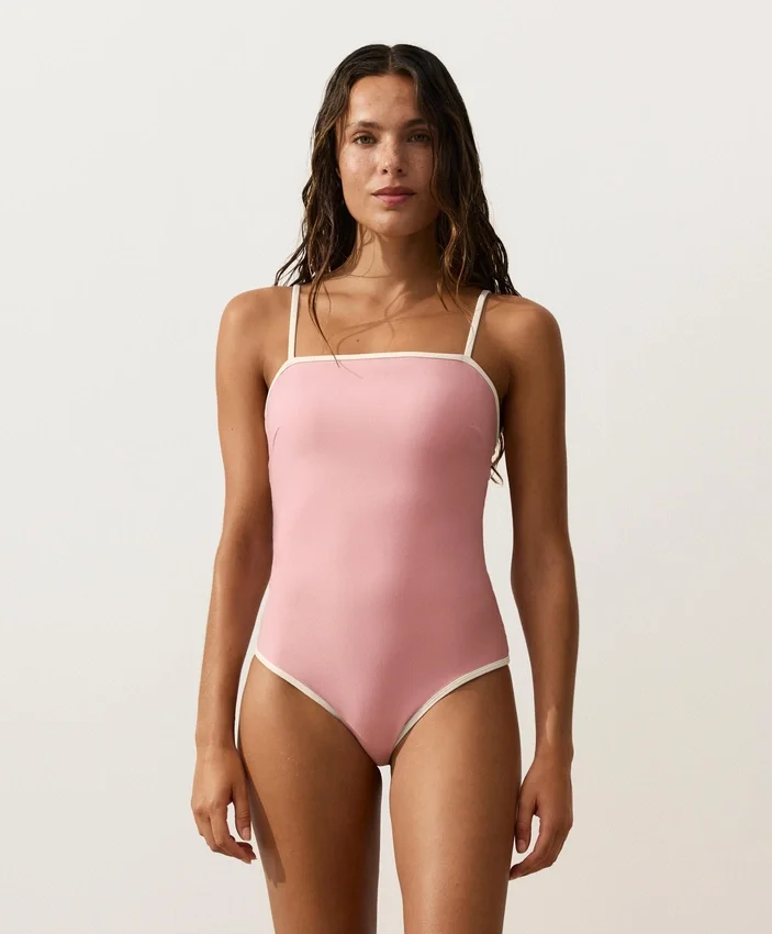Maillot de bain bandeau à bordures contrastées Maillot de bain bandeau à bordures contrastées