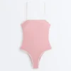 Maillot de bain bandeau à bordures contrastées Maillot de bain bandeau à bordures contrastées
