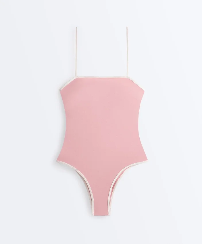 Maillot de bain bandeau à bordures contrastées Maillot de bain bandeau à bordures contrastées