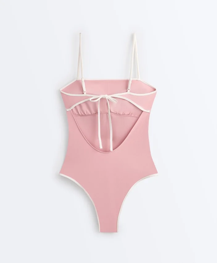 Maillot de bain bandeau à bordures contrastées Maillot de bain bandeau à bordures contrastées