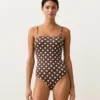 Maillot de bain bandeau en piqué à pois Maillot de bain bandeau en piqué à pois