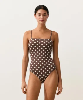 Maillot de bain bandeau en piqué à pois