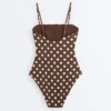 Maillot de bain bandeau en piqué à pois Maillot de bain bandeau en piqué à pois