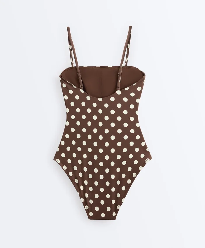 Maillot de bain bandeau en piqué à pois Maillot de bain bandeau en piqué à pois