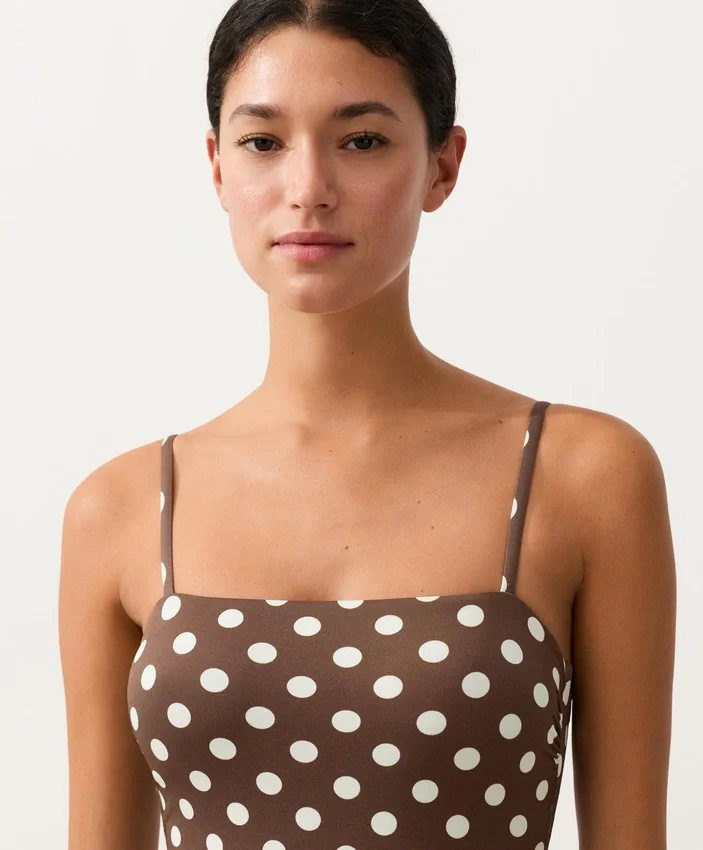 Maillot de bain bandeau en piqué à pois Maillot de bain bandeau en piqué à pois