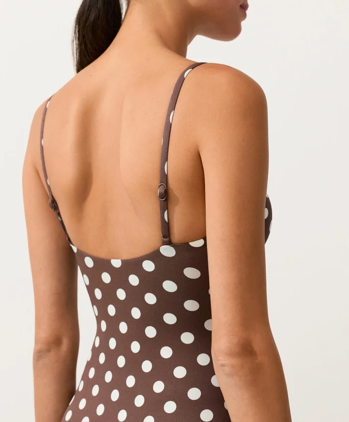 Maillot de bain bandeau en piqué à pois Maillot de bain bandeau en piqué à pois
