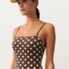 Maillot de bain bandeau en piqué à pois Maillot de bain bandeau en piqué à pois