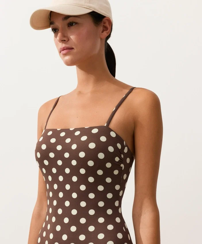 Maillot de bain bandeau en piqué à pois Maillot de bain bandeau en piqué à pois