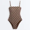 Maillot de bain bandeau en piqué à pois Maillot de bain bandeau en piqué à pois