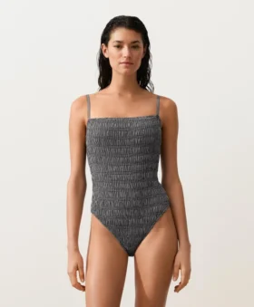Maillot de bain bandeau en smock vichy