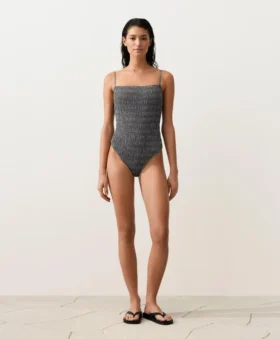 Maillot de bain bandeau en smock vichy