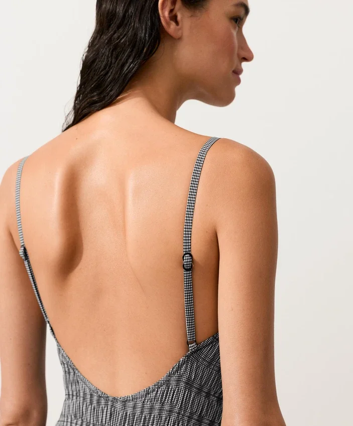Maillot de bain bandeau en smock vichy Maillot de bain bandeau en smock vichy